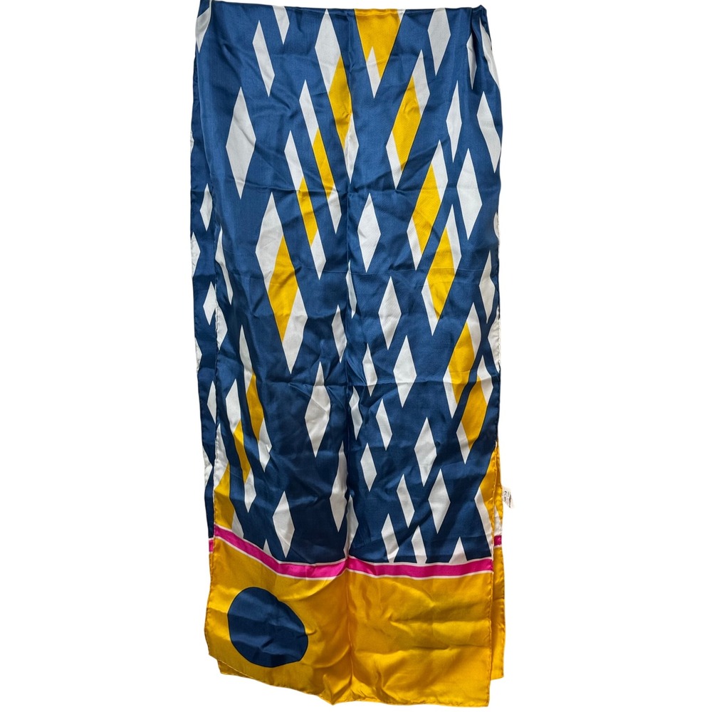 Echo Scarf Yellow Geometric Harlequin 100% Silk Made in Italy